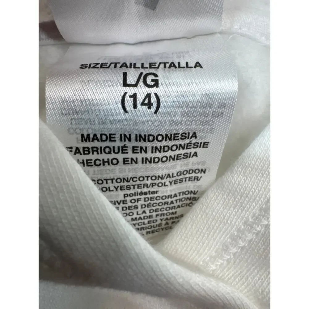 adidas Youth Hoodie White Pullover Rainbow Logo Stripe‎ Sweatshirt Size Large